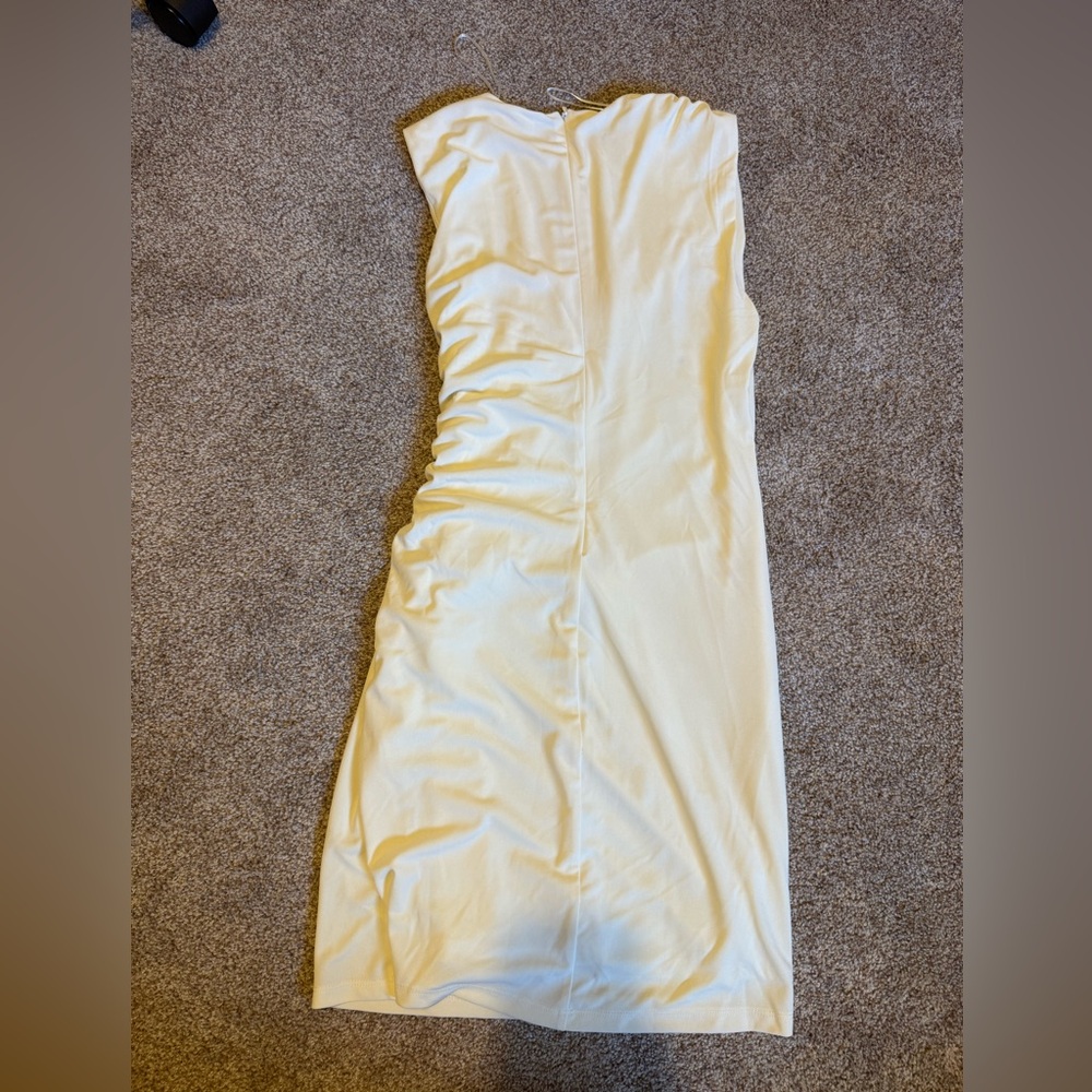 Zara Cream Ruched Mini Dress - Picture 2 of 2